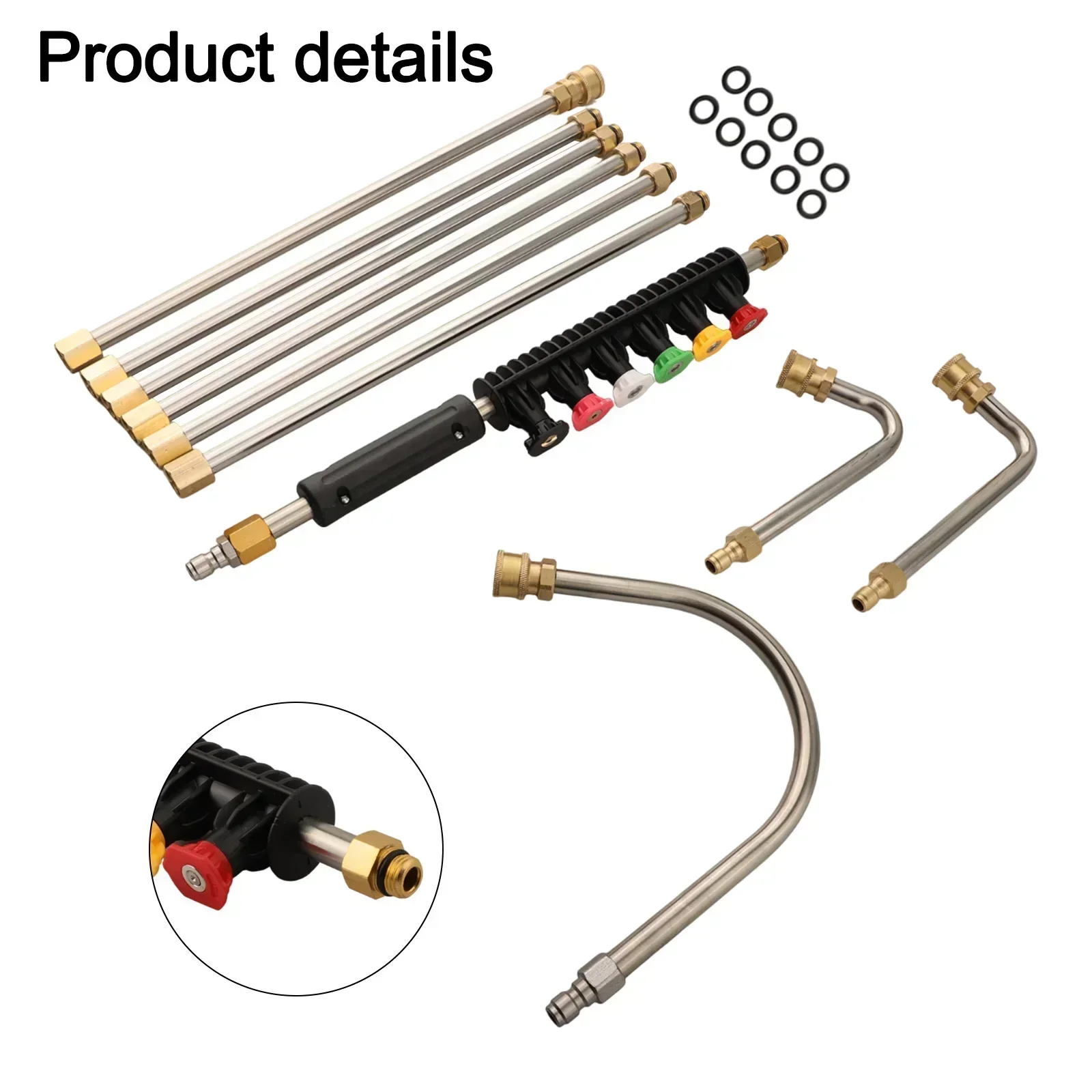 

Premium Stainless Steel Pressure Washer Extension Pole Kit 4000PSI Spray Drain Cleaner Nozzl Design Easy to Use