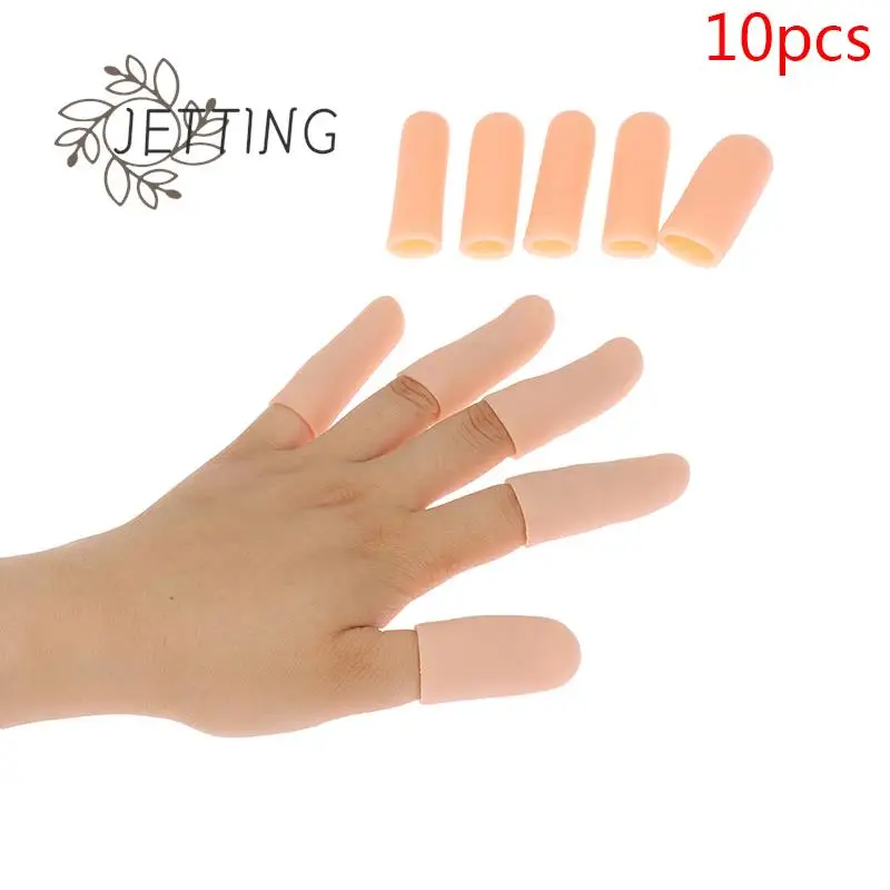 10pcs Finger Protector Anti-cut Silicone Gel Tube Hand Bandage Heat Resistant Finger Sleeves Great Cooking Kitchen Tools