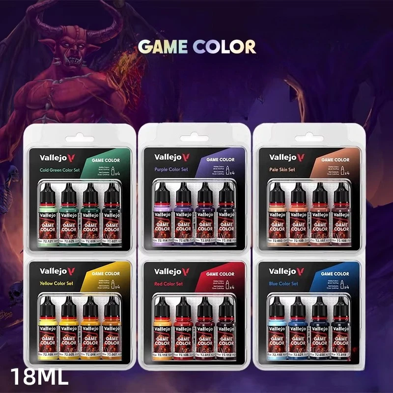 

Environmental Protection Water-based Model Coloring Pigment 18m/ Bottle 4-color/set DIY Cartoon Character Hand-painted Paint