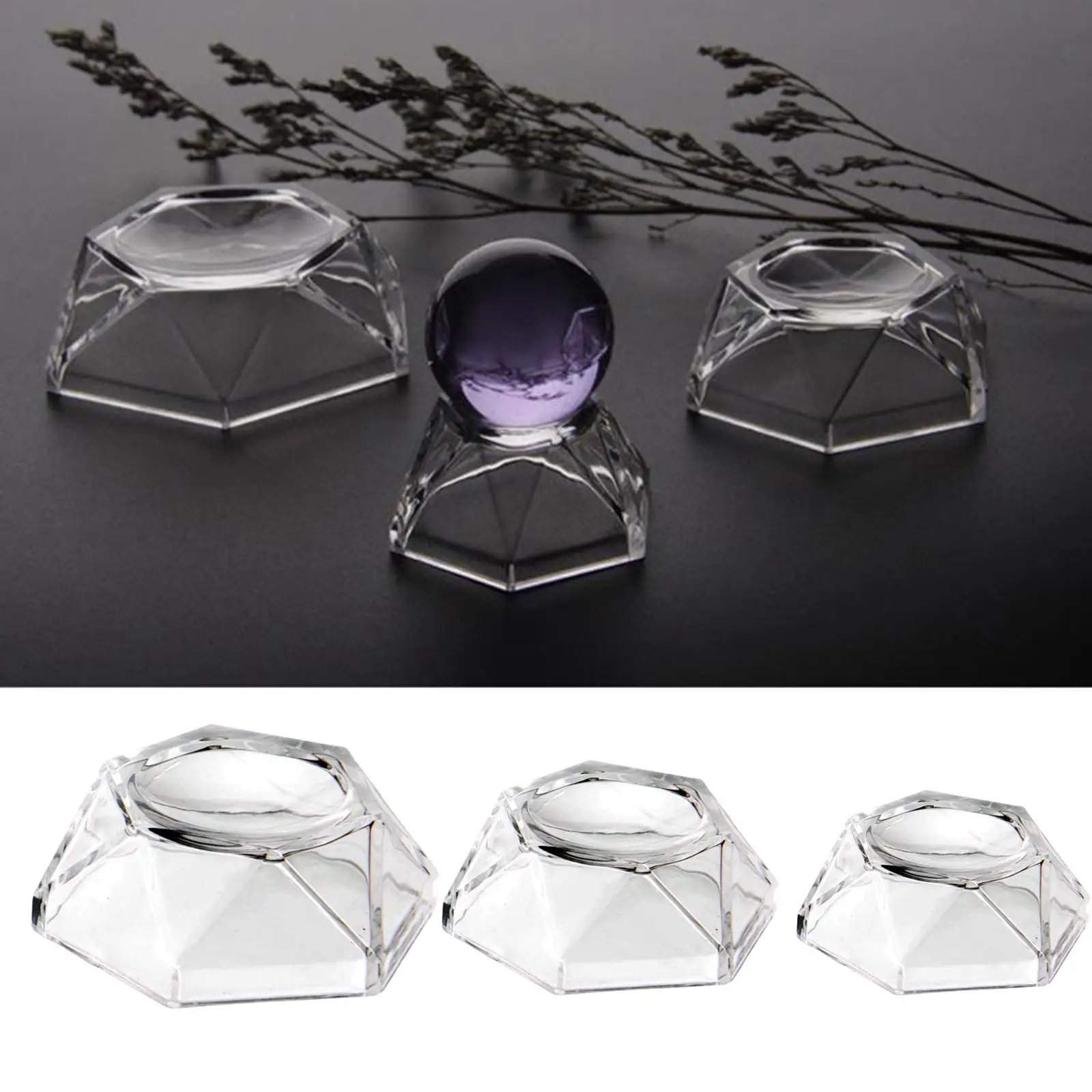 Acrylic Crystal Ball Base Transparent Sphere Display Stand Holder for Gazing Stone or Glass Ornaments
