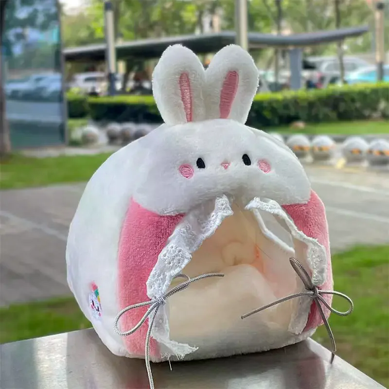 Mini Stuffed Plush Rabbit Doll Tent Cute Fluffy Ornament Creative Desktop Decor for Kids Playroom Decoration