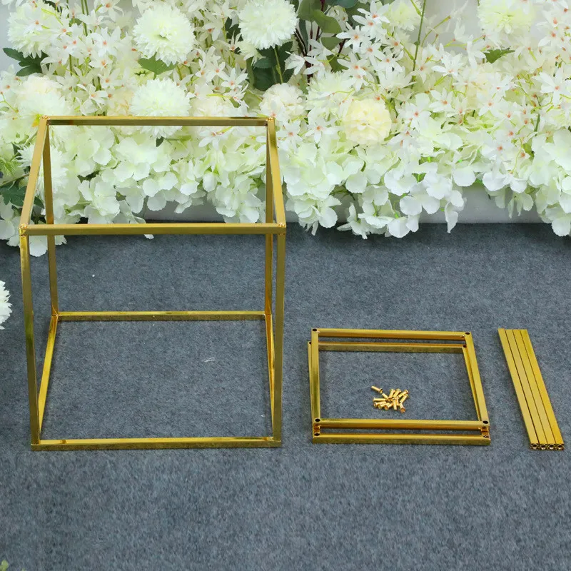 Imagem -03 - Conjunto Quadrado do Casamento Estrada Chumbo Ouro-banhado Arco do Casamento Backdrop Stand Coluna de Metal Vaso de Flor do Partido do Evento Decoração Prop Peças