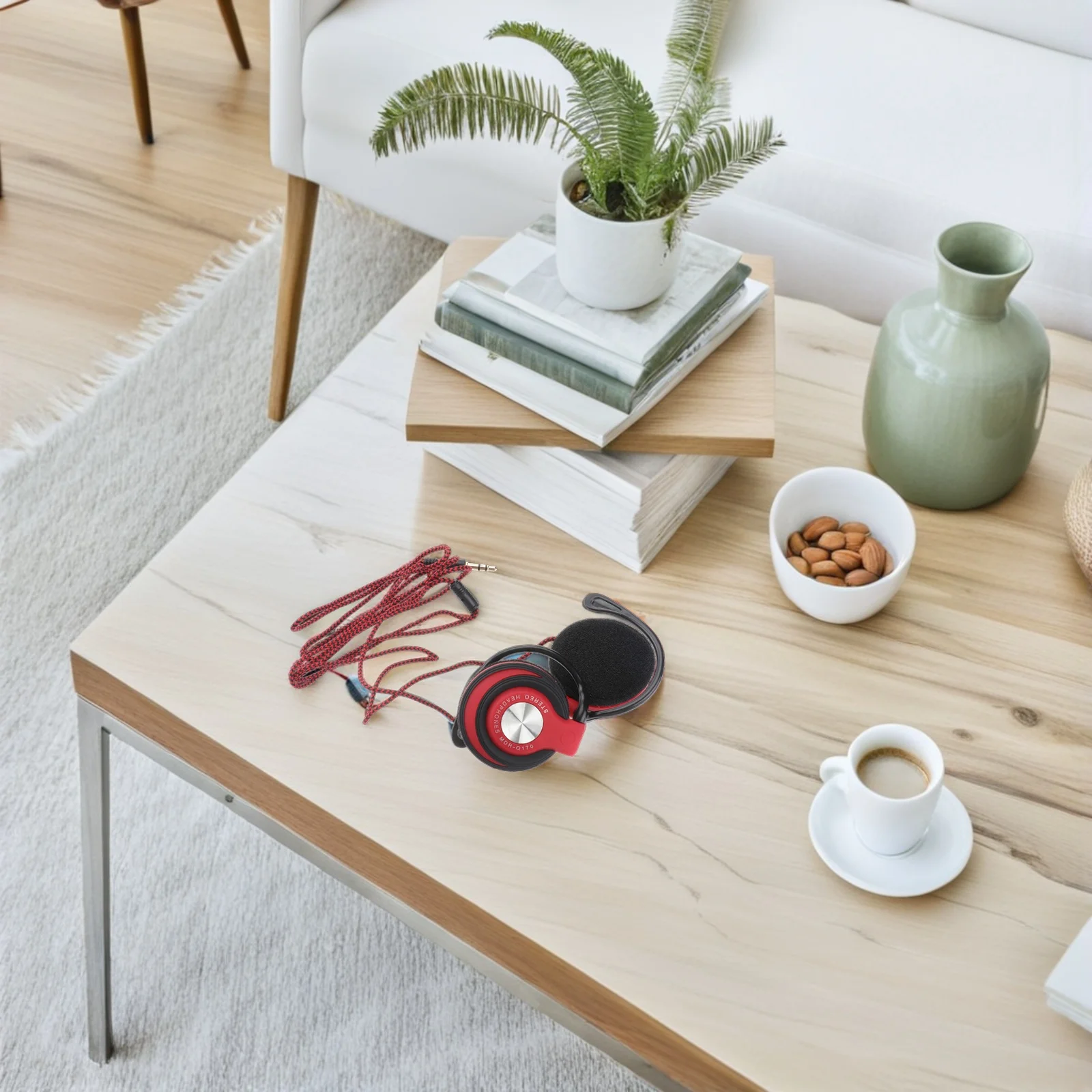 

Red 3.5mm Wired Clip on Ear Headphones Earhook Stereo Headset for Mp3 Player Computer Surround Sound Comfortable Lightweight