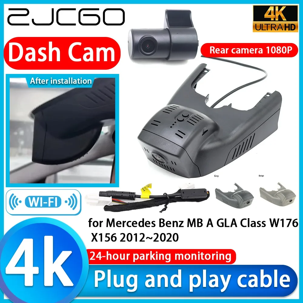 ZJCGO Video Recorder 4K UHD Plug and Play Car DVR Dash Cam for Mercedes Benz MB A GLA Class W176 X156 2012~2020