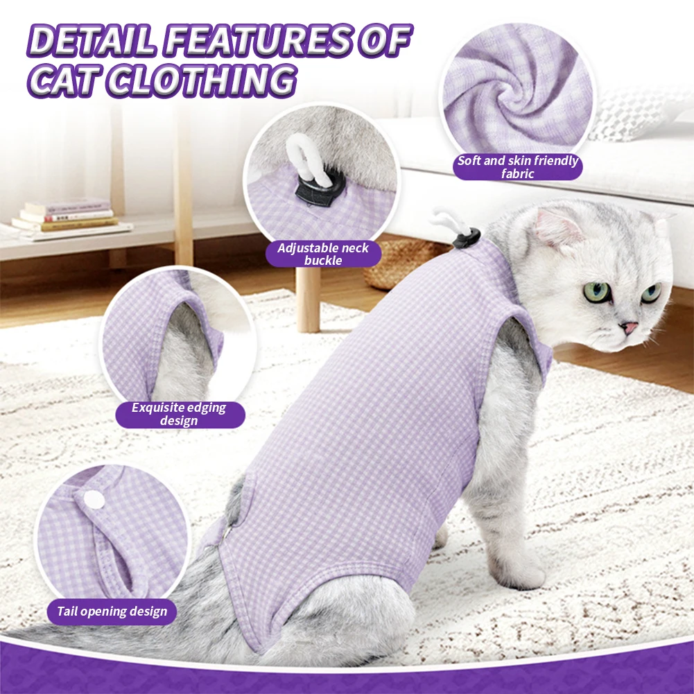 Cat Recovery Suit Breathable Cotton After Surgery Wear For Abdominal Wound And Skin Diseases Cat Neutering Bodysuit Wear