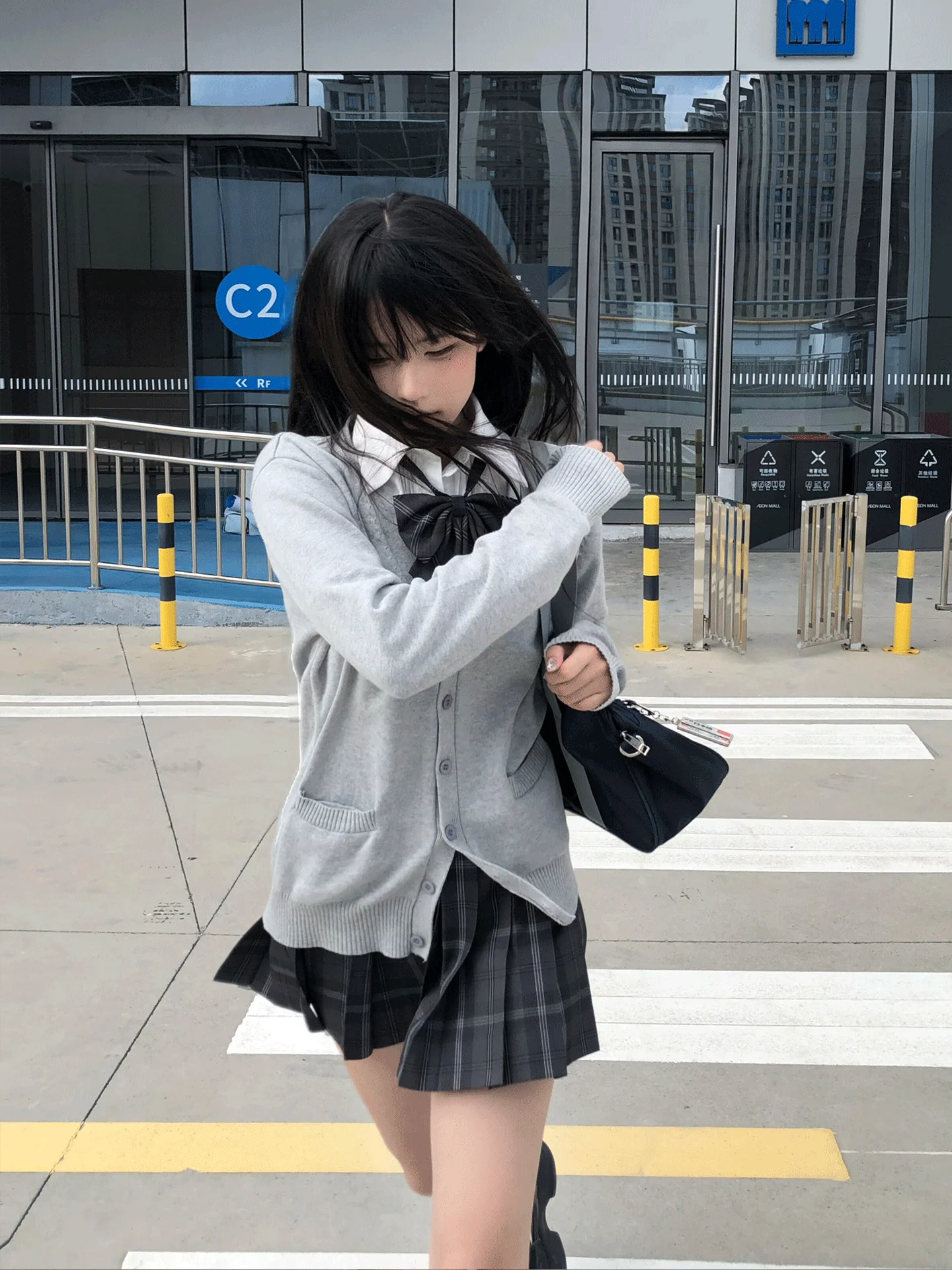 

Light ey Knitted Cardigan Long Sve Outerwear Women's Student Autumn Winter Layering School orm JK orm Jaet