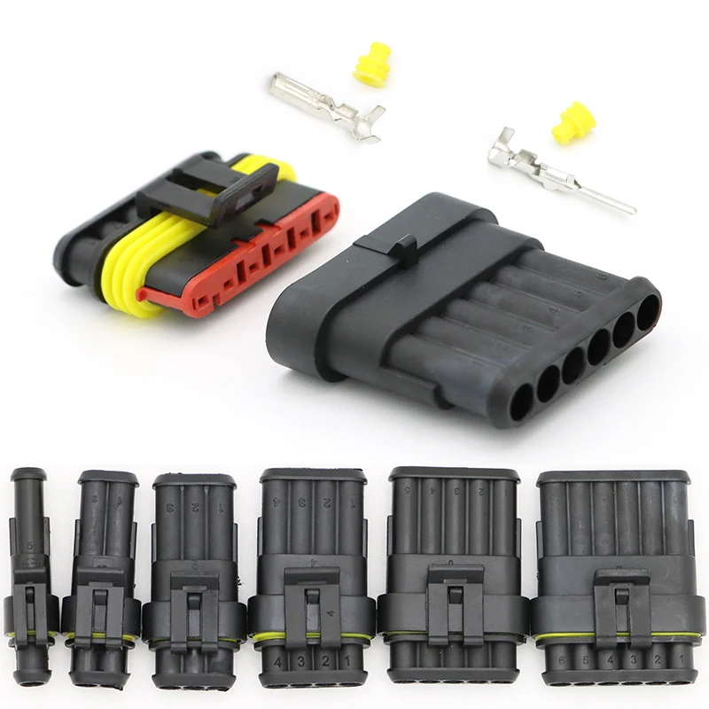 

1Set 1P 2P 3P 4P 5P 6Pin AMP 1.5 Super Seal Waterproof Male Female Electrical Automotive Wire Connector Plug For Car Motorcycle