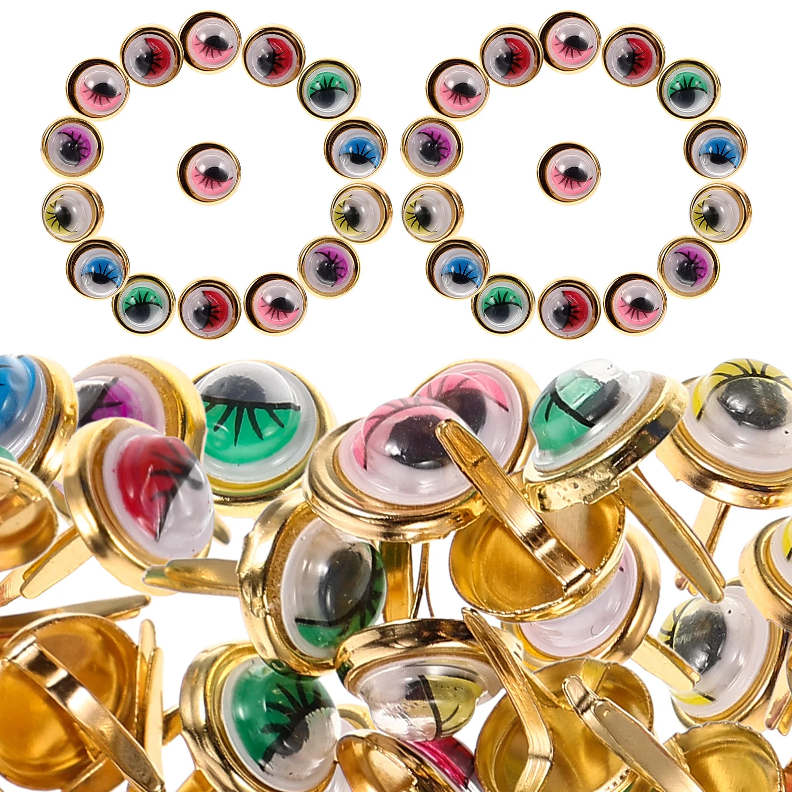 

100pcs Two legged Nails Alloy Colored Child Paper Fasteners Prong DIY Craft Mini Brads Metal Brads Art Supplies Wedding Decor