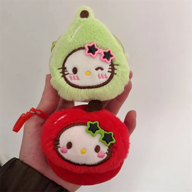 المألوف العصرية الكرتون الفاكهة سلسلة التفاح الكمثرى الأناناس جولة أفخم محفظة نسائية للعملات المعدنية المحمولة سماعة حقيبة التخزين قلادة #2