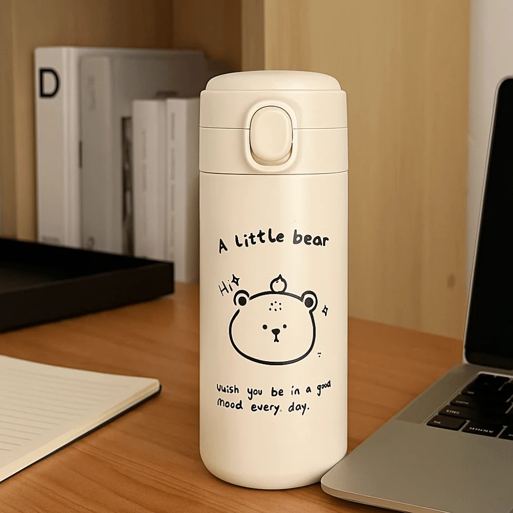 

Герметичный мультяшный стакан 420 мл с вакуумной изоляцией, детская чашка для воды, портативный минималистичный портативный термос, бутылка для активного отдыха