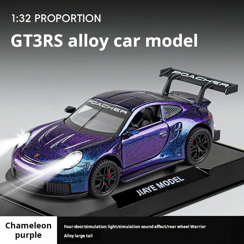 1:32 스케일 GT3 RS 합금 자동차 모델, 레트로 풀백 액션 포함, 레이싱 애호가들의 꿈의 장난감, 어린이 및 수집가에게 완벽한 제품