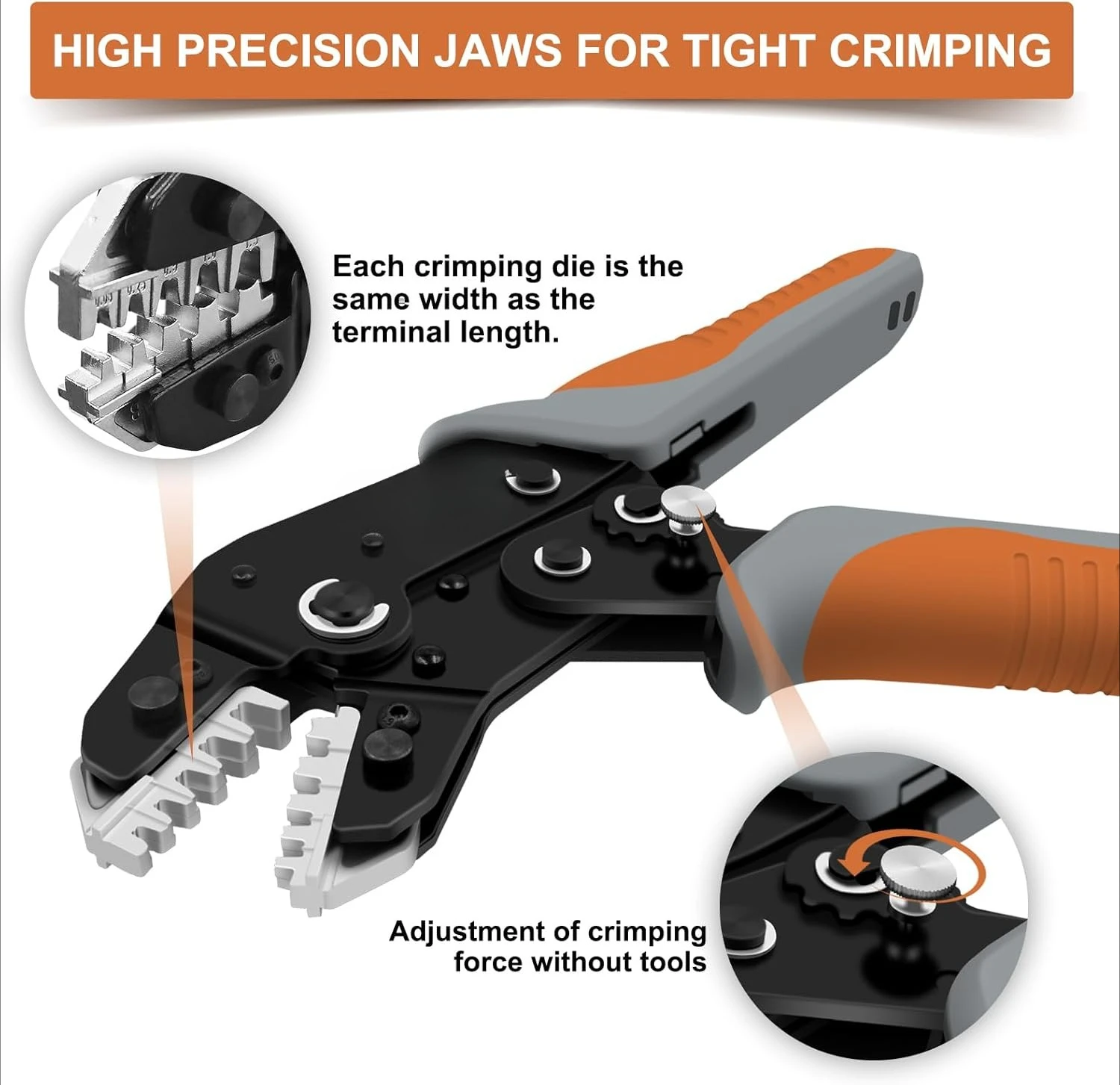 ชุดเครื่องมือเข้าหัวสายไฟแบบแร็ตเช็ตและเครื่องปอกสายไฟ - เครื่องเข้าหัวสายไฟ 7 in 1 สำหรับสายไนลอนหุ้มฉนวน, สายไม่มีฉนวน, ปลายสายแบบเฟอร์รูล, ใหม่