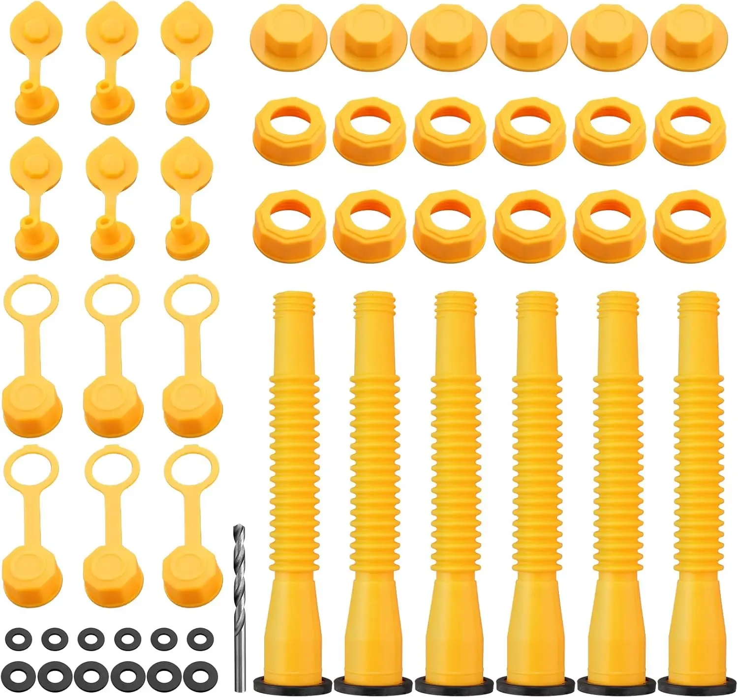 

Комплект для замены носика газового баллона, сменная насадка для вентиляционного отверстия, 6 комплектов насадок для газового баллона для большинства масляных баллонов 1/2/5/10 галлонов без протечек, 49 шт.
