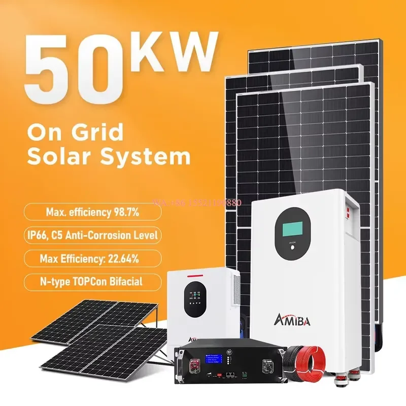 WMWMNU Hybrid Solar Energy System Kit 10Kw 15Kw 20Kw 30Kw on Grid Solar Pv 50KW 50KVA Tier House Solar Panel Complete Kit