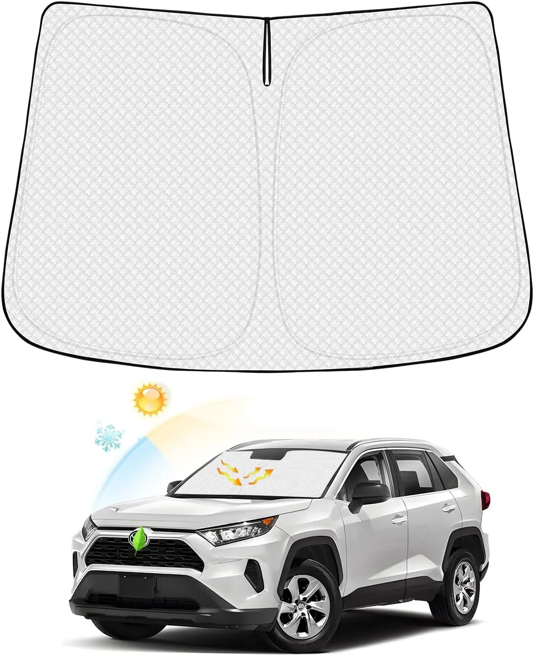

Windshield Sun Shade for 2019-2024 2025 Toyota RAV4 Accessories Thicken 6-Layer Foldable Front Window Sunshade Cover Sun Visor P