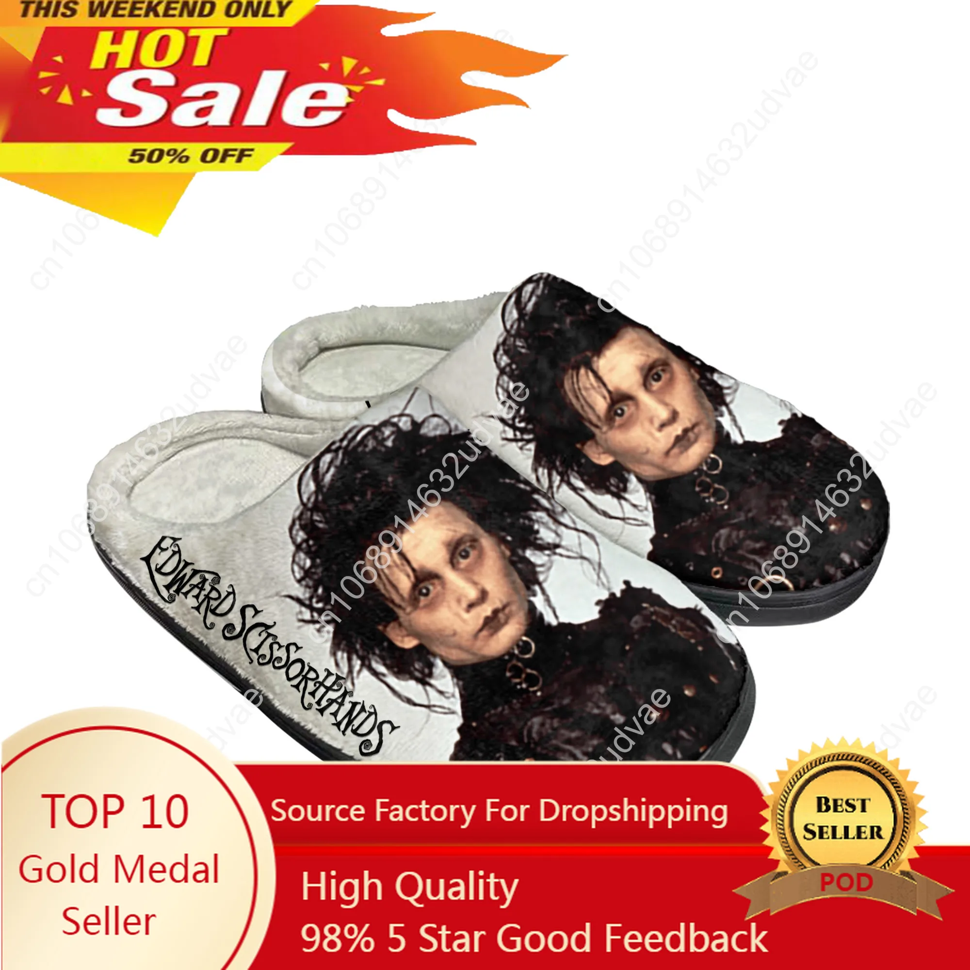 Edward Scissorhands Johnny Depp Home Cotton Slippers Mens Womens Plush Bedroom Casual Keep Warm Shoes Indoor Customized Shoe