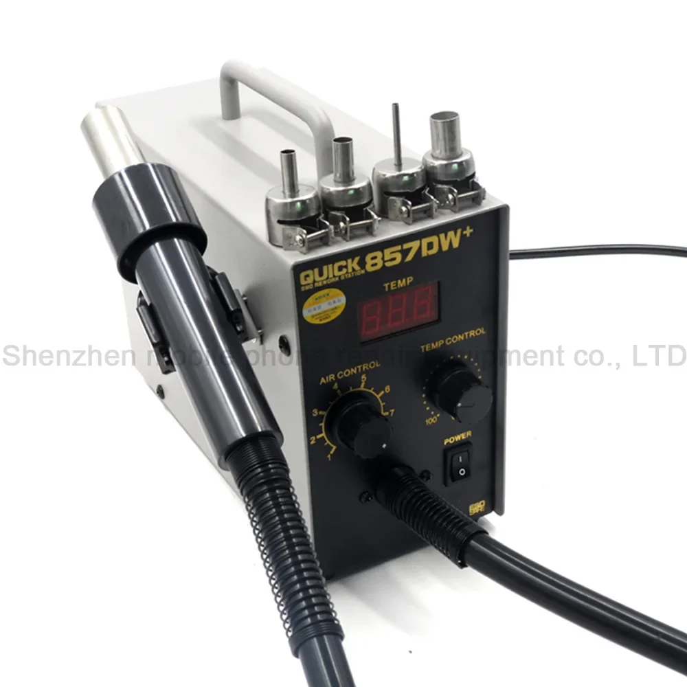 QUICK 857DW+  Soldering Station Adjustable Hot Air Gun Station With Helical Wind 580W SMD Rework Station Heating Element