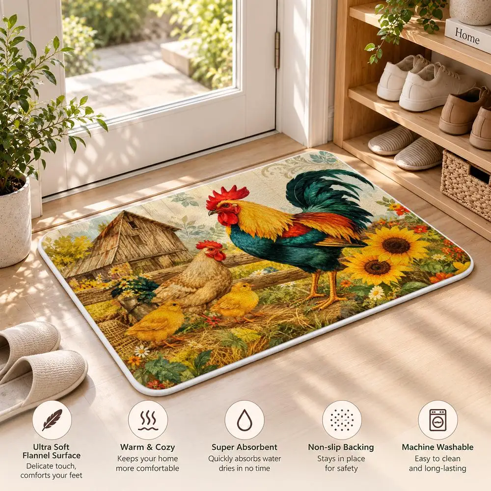 Autumn Harvest Floor Mat Flannel Rug Soft Non Slip Washable Door Mat for Bedroom Living Room Home Decor 3