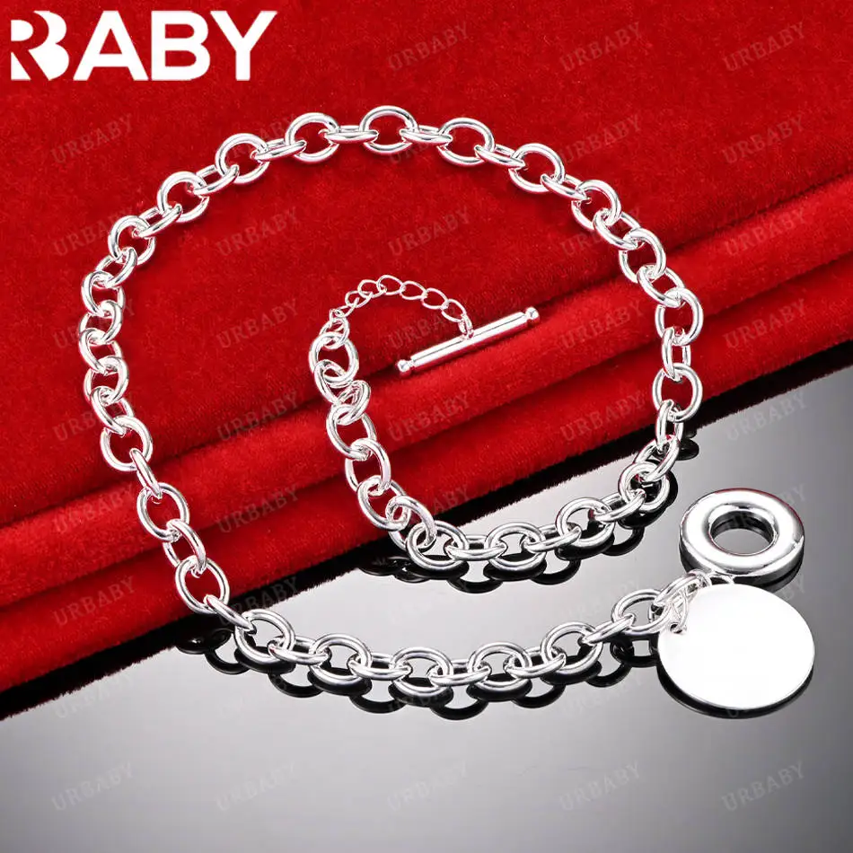 

URBABY стерлингового серебра 925 пробы 45 см круглая цепочка ожерелье для женщин и мужчин очаровательные трендовые подарки на день рождения модная вечеринка и повседневная одежда