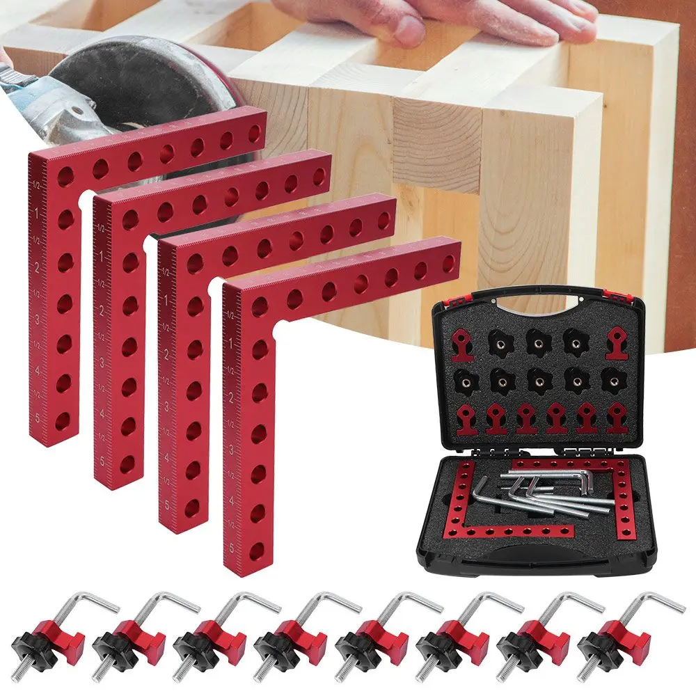 Aluminum Alloy Corner Clamps L Shape 90 Degree Right Angle Clamp Fixing Holes with Storage Box Right Angle Fixing Clip