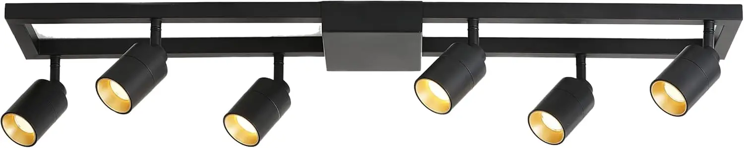 

Modern Integrated LED Square Track Light, 42W Six Bulb with Rotating Heads, 3000K Modern Interior Spotlight, Black