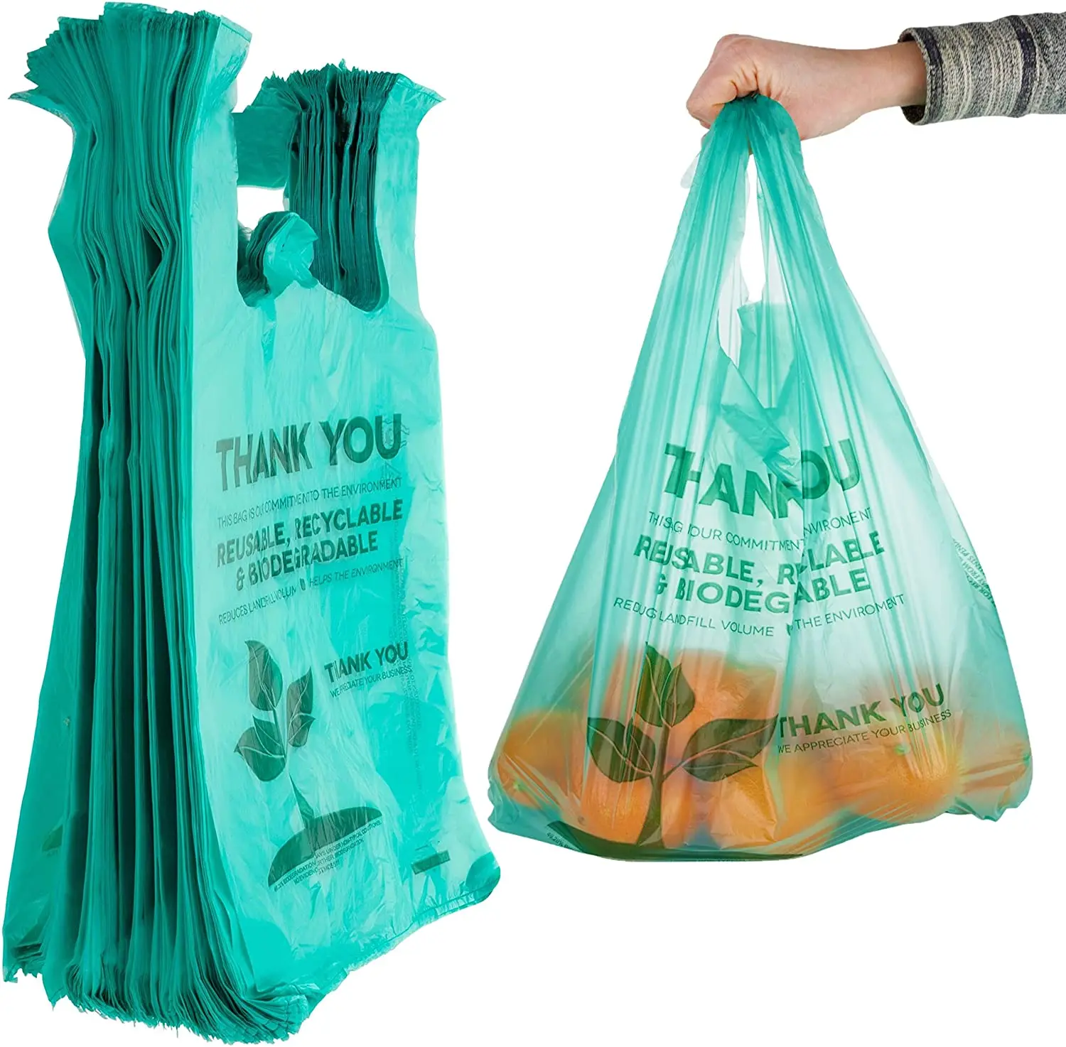 Factory Price  Eco Nylon Biodegradable Shopping Plastic Bag T-shirt Bag with Printing