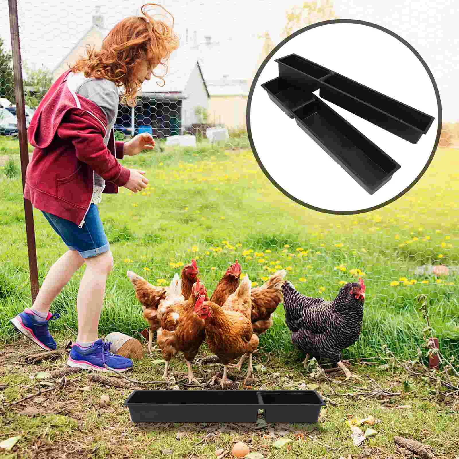 2pcs Chicken Poultry Feeder Trough Food Feeding Groove Chicken Water Box Poultry Feeding Troughs Feeding Food Groove Bowls