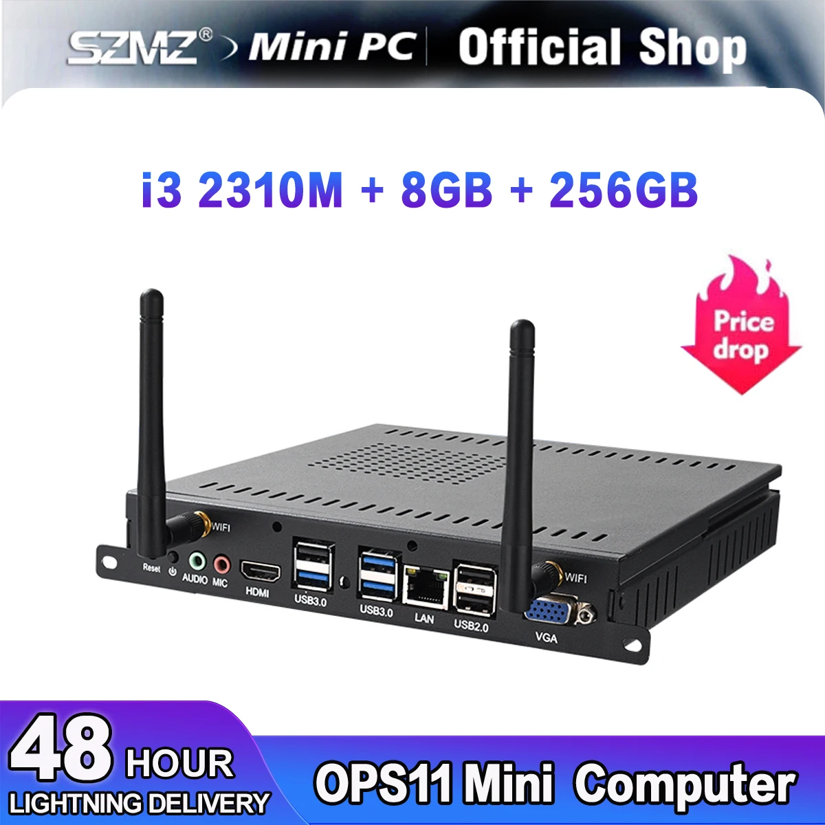 SZMZ-Mini PC OPS, computadora para juegos, procesador I3/I5/I7, compatible con Windows 10, DDR3, 8GB, 256GB, SSD, HD, Wifi, PC de escritorio portátil