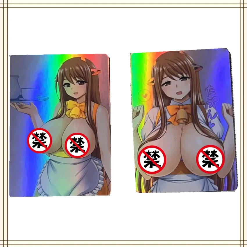 2Pcs/set Homemade Anime Cards Girl Character Series ACG Sexy Nude Colorful Cards Kawaii Toys Gifts Games Comics Collection Cards