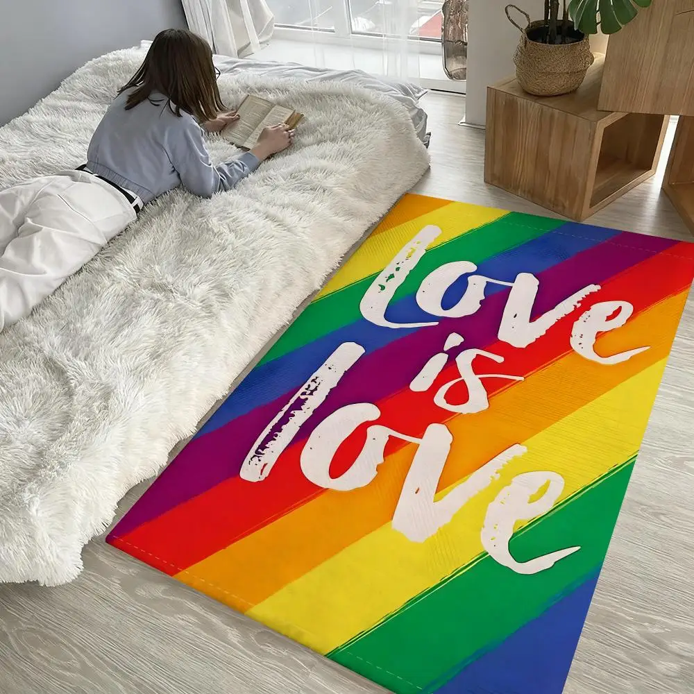 

LGBTs Rainbow Love asexuality Floor Mat Soft Thickened Non-Slip Door Mat for Living Room Home Decor Flannel Rugs