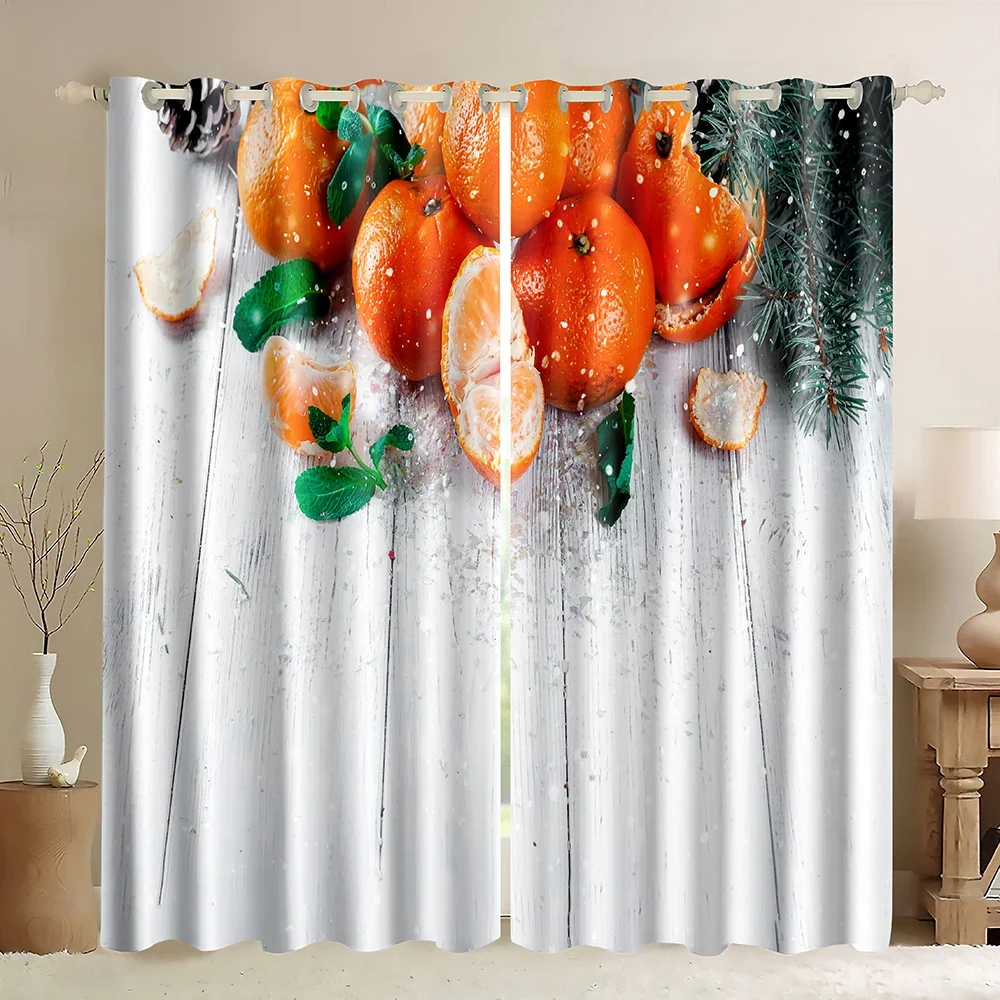 Fruit Window Blackout Curtains,Fruit Vegetable Theme Orange Lime Lemon Grapefruit Citrus Slices Strawberry Pattern Bedroom Decor