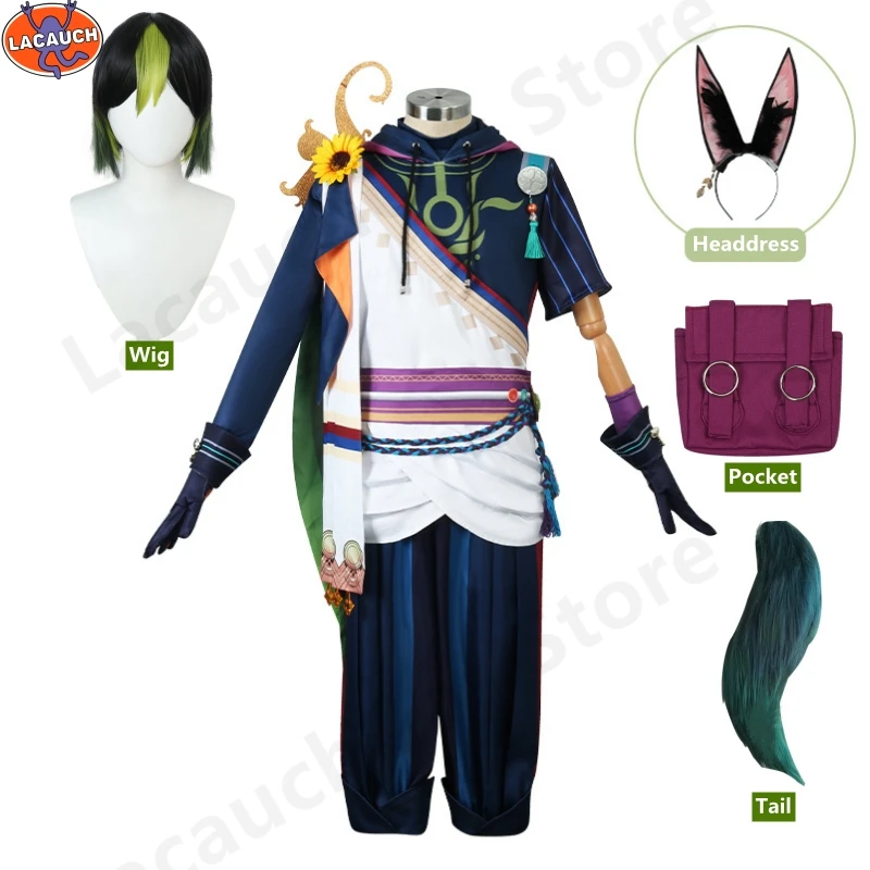 

Game Genshin Impact Tighnari Cosplay Costume New Skin Suit Halloween Carnival Sumeru Genshin Shoes Cosplay Ears Wigs Tail