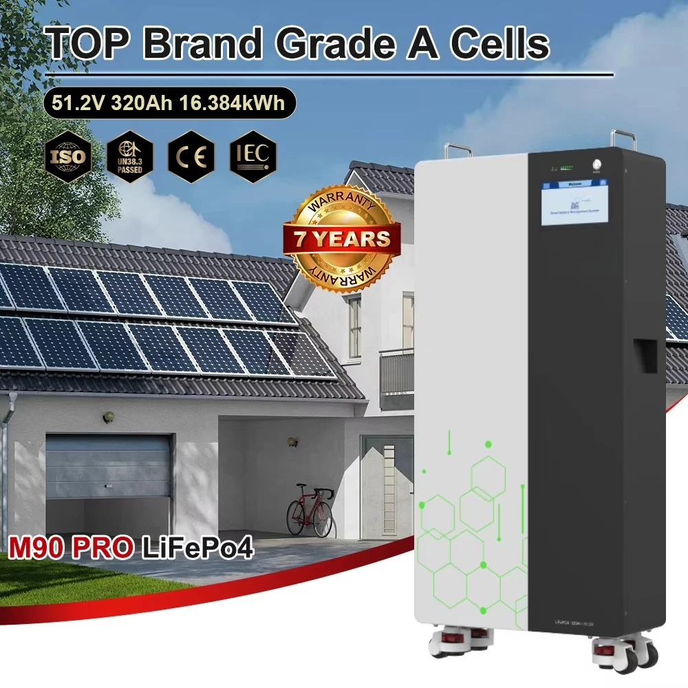 بطارية تخزين الطاقة الشمسية 51.2 فولت 320 أمبير LiFePO4 للمشروعات السكنية مع 8000 دورة 10 كيلو وات في الساعة 16 كيلو وات في الساعة UL IEC CE UN38.3 MSDS