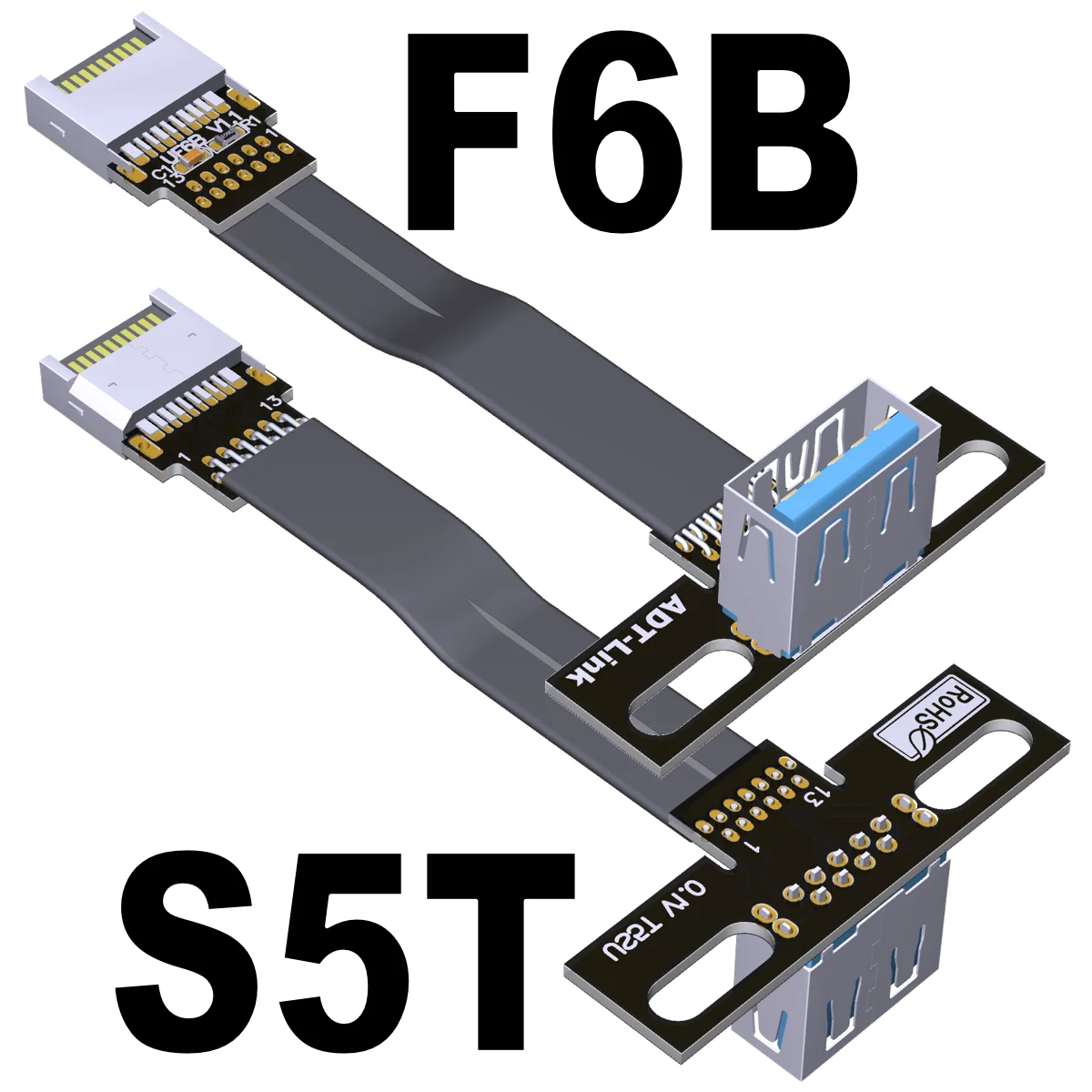 USB 3.1 Fold 90 Degree Type-A Female to Type-C Male Extension Cable 5V 10Gbps with Screw Hole Internal 20Pin Flat Cable