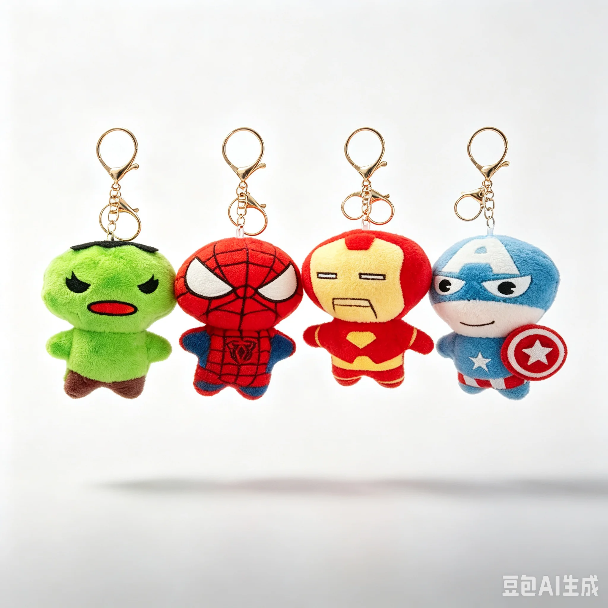 12cm Cute SUper heroes plush toys Keychain bag charm super dolls for boys gifts