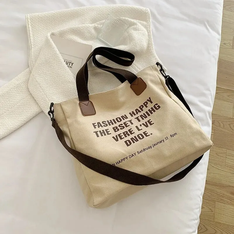 New Multifunctional Chest Bag Fashion Trend Large Capacity Canvas Shopping Tote Bag Single Shoulder Bag Class Artistic Handbag