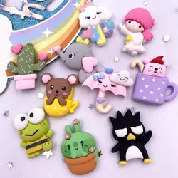 Resin Colorful Cloud Angel Frog Cup Animal Cactus Flatback Cabochon Figurine  Scrapbook 10PCS DIY Key Chain Accessorie Craft