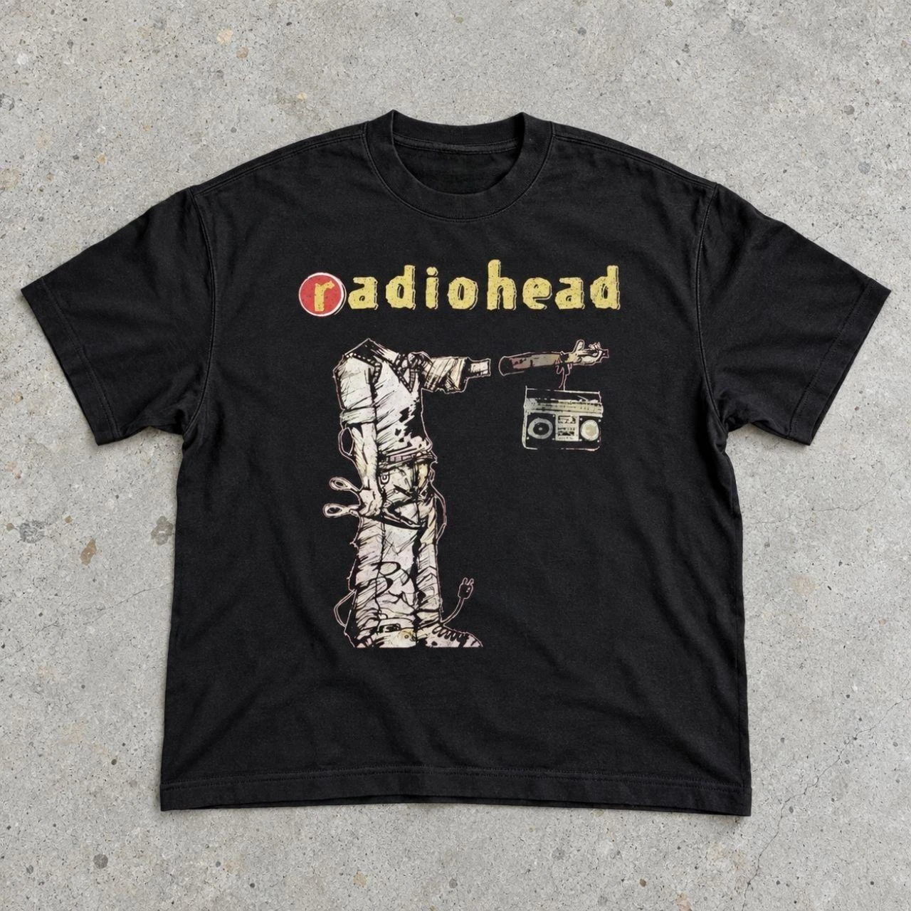 Radiohead (British rock band) Fun Radiocat The Bends Printed T-Shirt, Unisex, Retro Gothic Style, Loose Fit, Men's Emoji T-Shirt