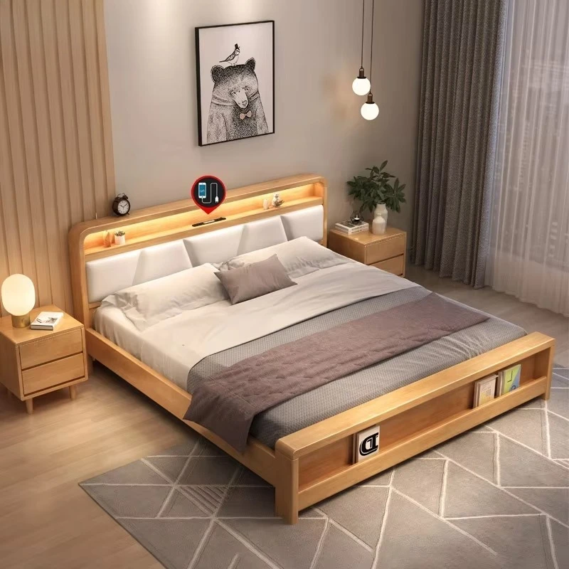 

Bedroom Furniture Frame Hot Wholesale Price Bed Box Designs Solid Wood Bed Wooden Beds Foundation for Home with Large Storage