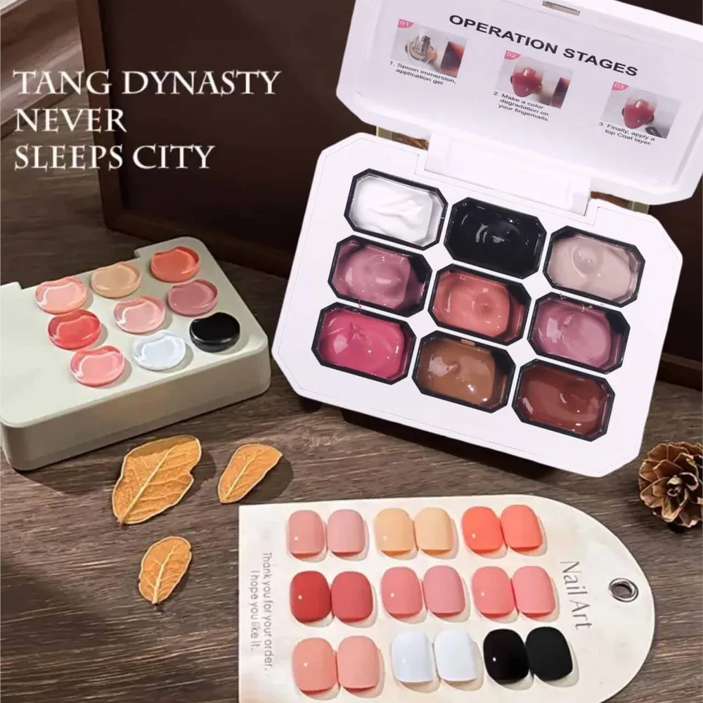 

9 Grids/Set 2.5g Pat Painting Gel 9 Colors Y2K Gradient Blush Color Semi-Permanent Soak Off UV&LED Solid Varnishes Pat Ombre Gel
