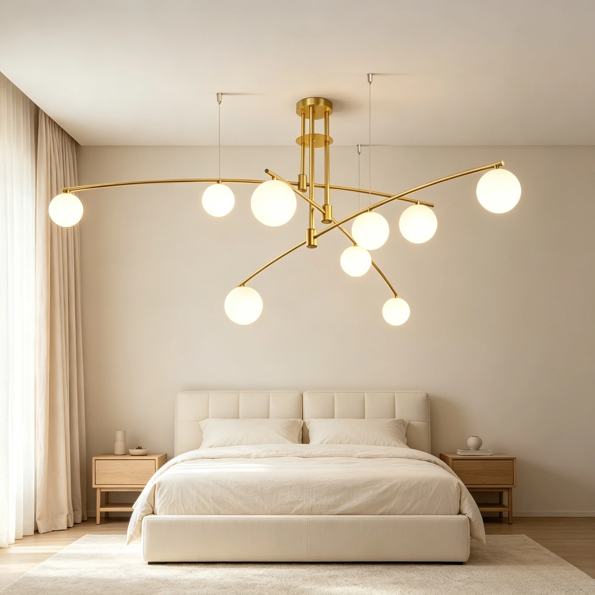 Nordic Multi Heads Molecular Pendant Light Ceiling Magic Bean Chandeliers Living Room Decor Main Led Lights Kitchen Island Lamps