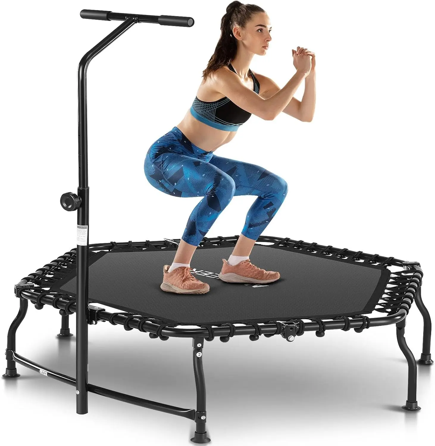 

50" Rebounder Trampoline for Adults With Bar, 550 LBS Mini Trampoline Quiet Exercise Bungee Jumping Cardio Trainer Workout