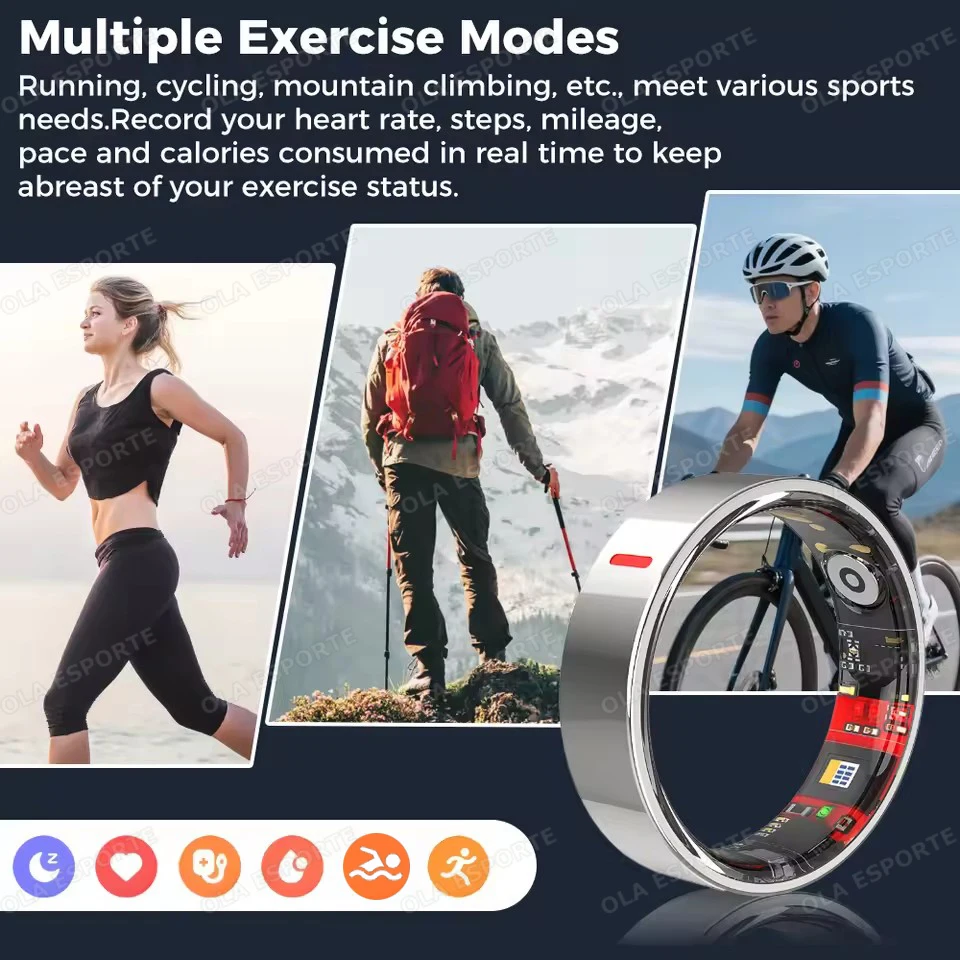 Nouveau moniteur de santé anneau intelligent anneaux étanches en plein air véritable moniteur HRV fréquence cardiaque pression artérielle/oxygène sport Smartring 2025