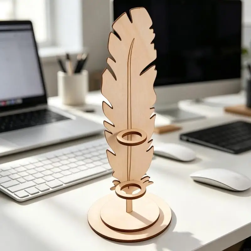 Pen Holders Stand 1 Pair for Decorative Desk Storage, Design with Double Rings Supports and Round Base for H8WD