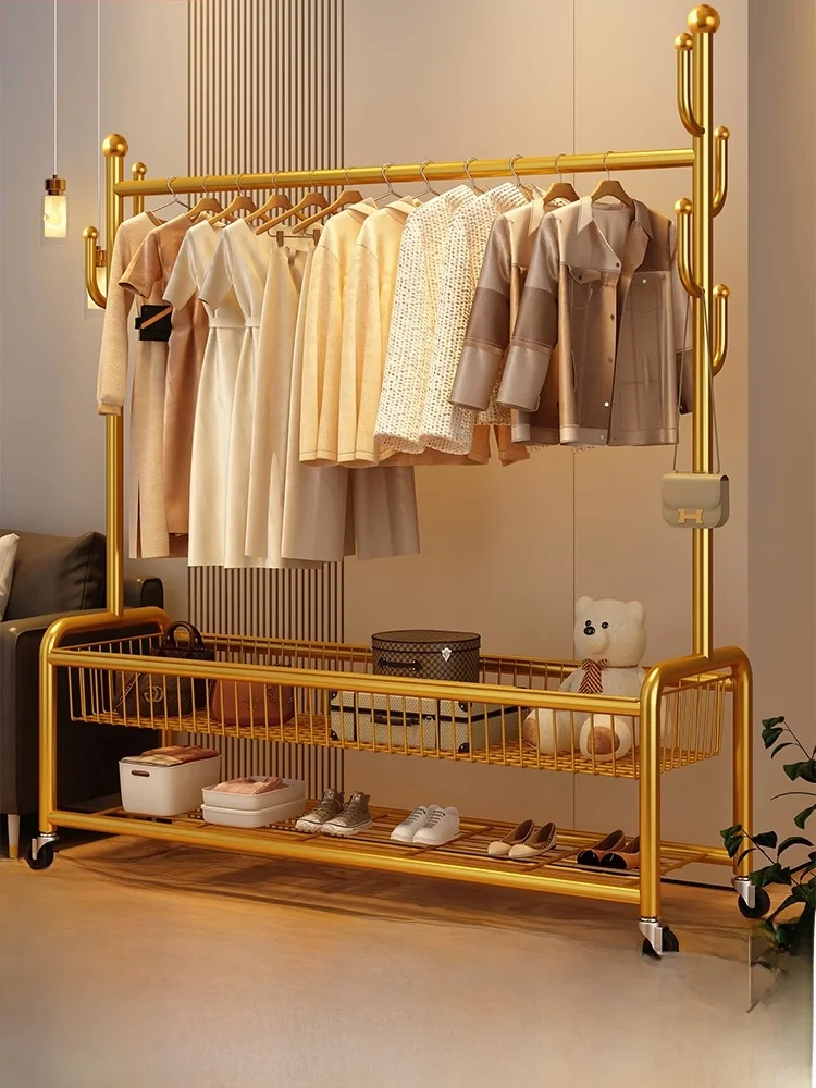 

Indoor Floor-Mounted Clothes Drng Ra Simple Bedroom Home Use Coat Hook Easy-To-Use Laundry Holder Carbon Steel Material