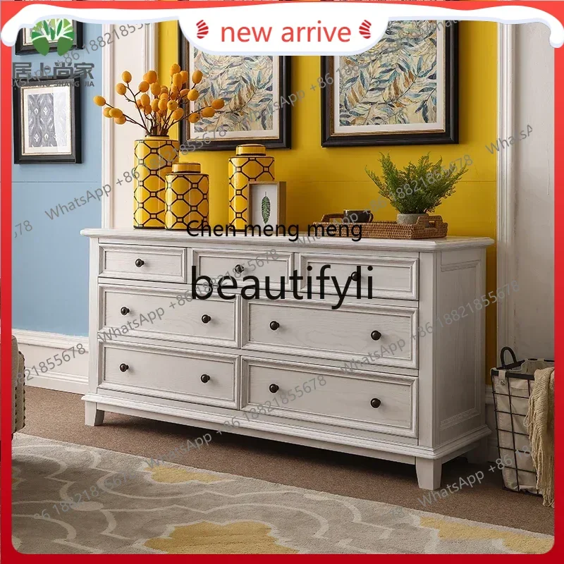 

SS ss7486 American all-solid wood bucket cabinet, ash wood bucket cabinet, ivory white storage cabinet, simple bedroom entrance