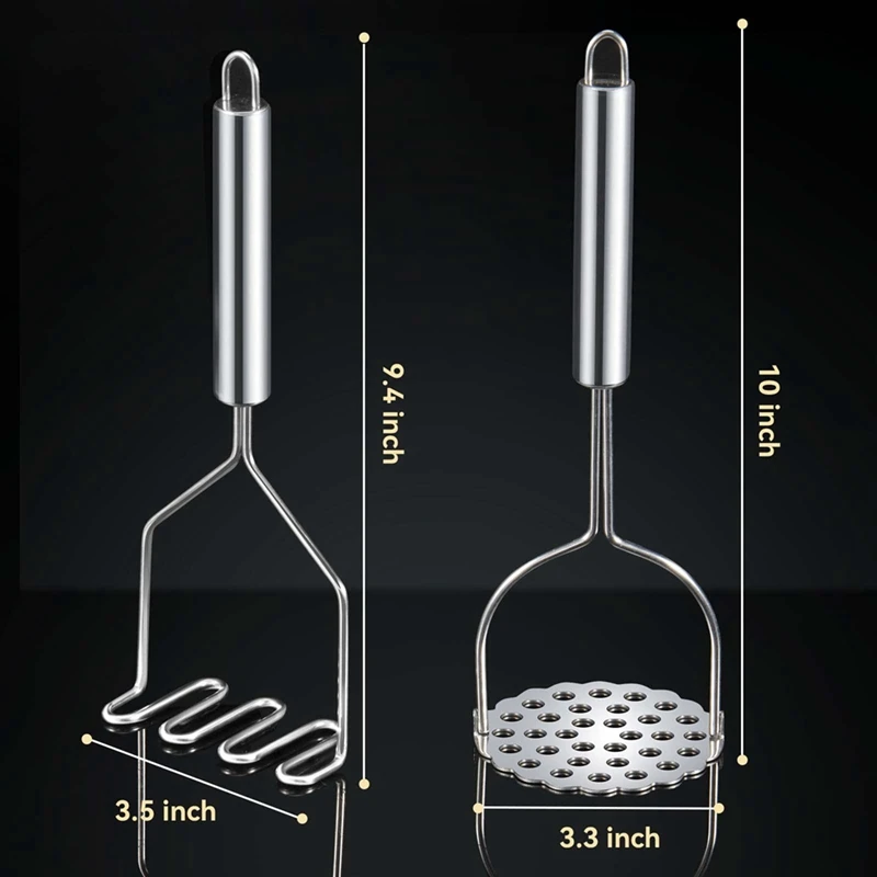 ที่บดมันฝรั่ง2ชิ้นที่บดมันฝรั่งสแตนเลสสตีลหนักแบบบูรณาการที่บดแบบลวดอุปกรณ์ที่ใช้ในครัวทนทานติดตั้งง่ายใช้งานง่าย