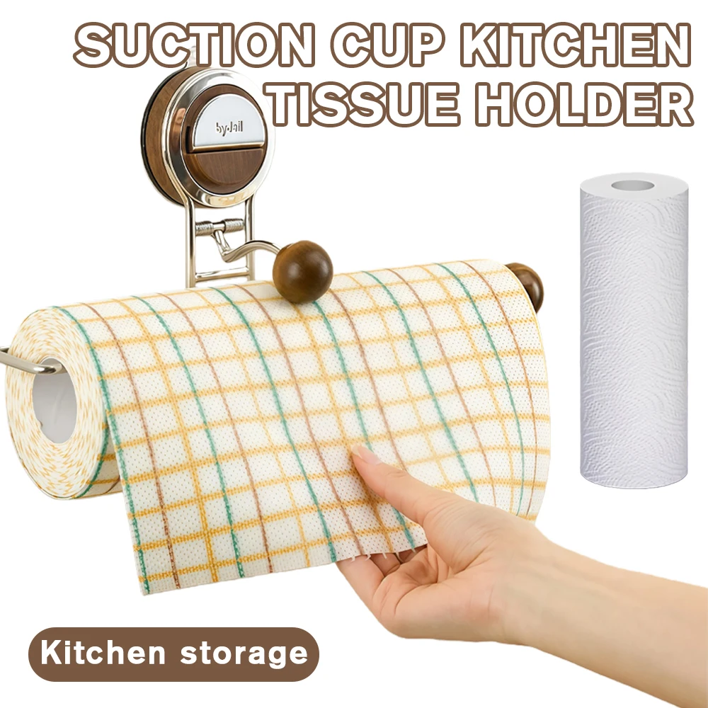 

Stainless Steel Suction Cup Paper Towel Holder Wall-Mounted Toilet Roll Tissue Holder Bathroom Kitchen Accessories