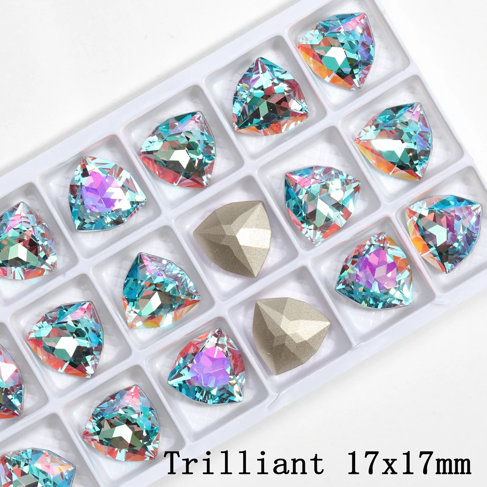 17mm 4706 Trilliant Glass Rhinestones Sew On Rhinestones Glitter Sewing Supplies Poinback Stones Jewelry Making Accessories