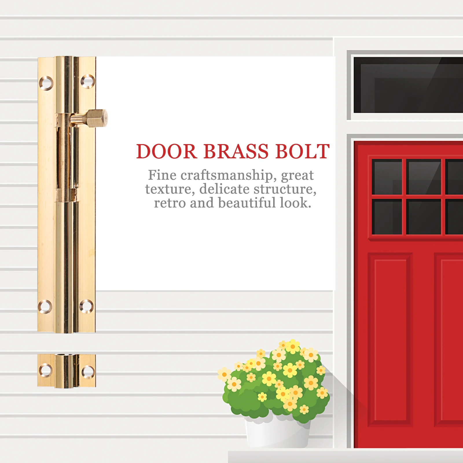 

2pcs Copper Door Bolt Lock Brass Safety Sturdy Simple Door Bolts For Wood Window Latch Durable Hardware 4 Inches 23 Wide